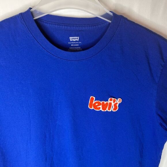Levi's Men’s Chenille Patch Logo Royal Blue T-Shirt Tee 100% Cotton Size M - Picture 8 of 12